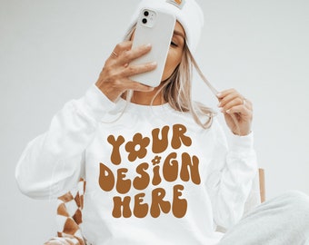 Comfort Colors White 1566 Mockup| Comfort Colors Sweatshirt Mockup| Makieta jesienna