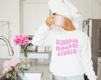 Comfort Colors White 1566 Mockup| Comfort Colors Sweatshirt Mockup| Cottagecore Aesthetic| Coquette Aesthetic| Trendy Mockup| POD Mockup