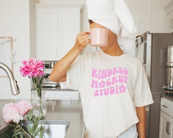 Ivory Comfort Colors 1717 T-Shirt Mockup| Comfort Colors T-shirt Mockup| Oversized Shirt Mockup| Print On Demand Mockup| Coquette Aesthetic