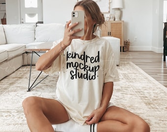 Maqueta de camiseta Ivory Comfort Colors 1717/ Maqueta de camiseta Comfort Colors/ Maqueta de camisa de gran tamaño/ Maqueta POD/ Maqueta de impresión bajo demanda