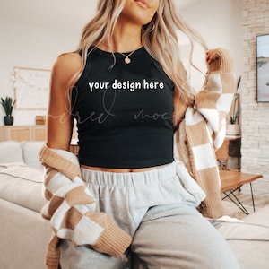 1019 Bella Canvas Racer Tank Mockup| Bella Canvas Tank Top Mockup| Black 1019 Bella Canvas Mockup