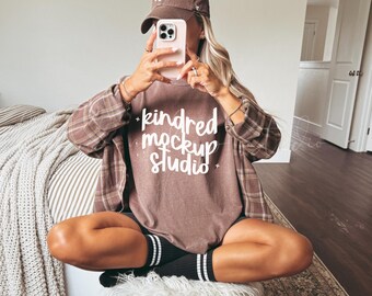 Espresso Comfort Colors 1717 T-Shirt Mockup| Oversized Mockup| Comfort Colors T-shirt Mockup| Print On Demand Mockup Coastal Cowgirl Mockup