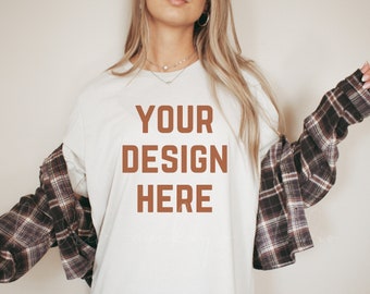 Bella Canvas Mockup| Oversized Shirt Mockup| Bella Canvas Mockup Natural| Bella & Canvas 3001 Mockup
