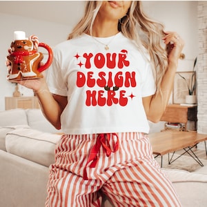 1580 Next Level Ideal Crop Top Mockup| Christmas Mockup| White Cropped Tee Mockup| Next Level Mockup