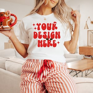 Bella Canvas Mockup| Christmas Mockup| Bella Canvas 3001 White Shirt Mockup| White Shirt Mockup| Holiday Mockup