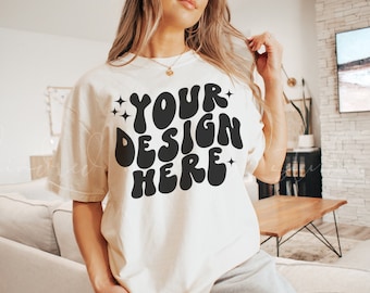 Maqueta de camiseta Ivory Comfort Colors 1717/ Maqueta de camiseta Comfort Colors/ Maqueta de camisa de gran tamaño/ Maqueta POD/ Maqueta de impresión bajo demanda