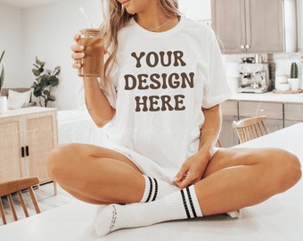 White Bella Canvas 3001 Mockup| Oversized Mockup| White T-shirt Mockup| Bella & Canvas 3001 Mockup