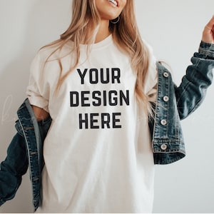 Ivory Comfort Colors 1717 T-Shirt Mockup| Comfort Colors T-shirt Mockup| Oversized Shirt Mockup