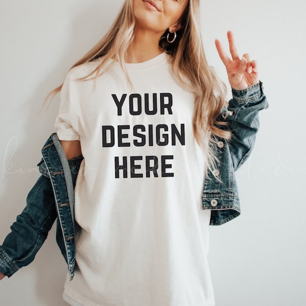 Ivory Comfort Colors 1717 T-Shirt Mockup| Comfort Colors T-shirt Mockup| Oversized Shirt Mockup