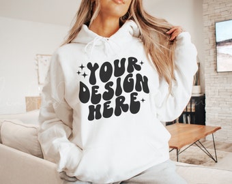 White Gildan 18500 Hoodie Mockup| Gildan 18500 Hoodie White Mockup| G185 Mockup| Hooded Sweatshirt Mockup| Gildan Mockup
