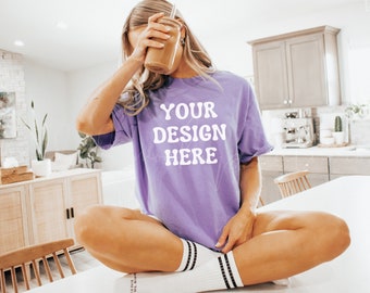 Violet Comfort Colors 1717 T-Shirt Mockup| Comfort Colors T-shirt Mockup| Oversized Shirt Mockup