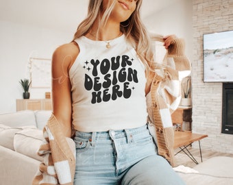 Natürliche Bella Canvas 1019 Micro Rib Racer Tank Mockup | Bella Canvas Tank Top Mockup | Schwarz 1019 Bella Canvas Mockup