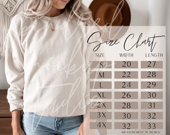 Gildan 18000 Size Chart| Gildan Size Chart Mockup| Gildan Sweatshirt Size Chart