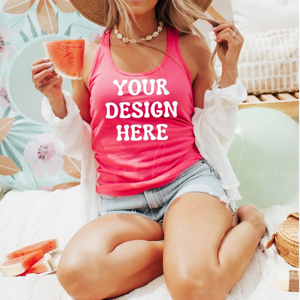 Raspberry Next Level 1533 Mockup| Tank Top Mockup| Summer Mockups