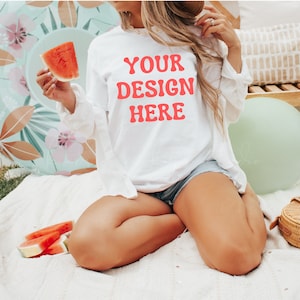 White Comfort Colors 1717 Mockup/ Summer Mockups