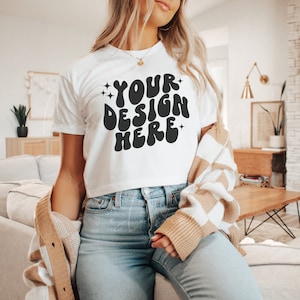1580 Next Level Ideal Crop Top Mockup| White Cropped Tee Mockup| Next Level Mockup