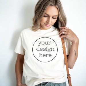 Ivory Comfort Colors 1717 T-Shirt Mockup| Comfort Colors T-shirt Mockup| Model Shirt Mockup| Shirt Mockup