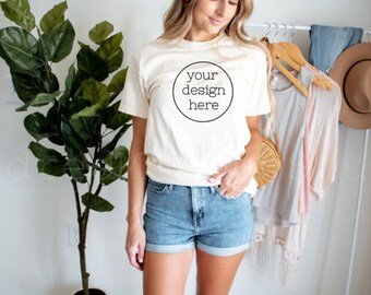 Maqueta de camiseta Ivory Comfort Colors 1717/ Maqueta de camiseta Comfort Colors/ Maqueta de camiseta modelo/ Maqueta de camiseta