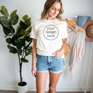 Ivory Comfort Colors 1717 T-Shirt Mockup| Comfort Colors T-shirt Mockup| Model Shirt Mockup| Shirt Mockup