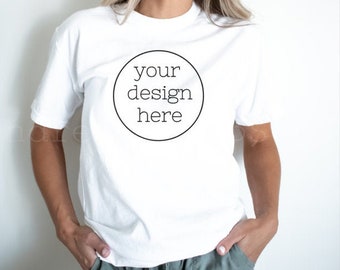 Maqueta de camiseta blanca Comfort Colors 1717/ Maqueta de camiseta Comfort Colors/ Maqueta de camiseta modelo/ Maqueta de camiseta