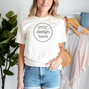 Ivory Comfort Colors 1717 T-Shirt Mockup| Comfort Colors T-shirt Mockup| Model Shirt Mockup| Shirt Mockup