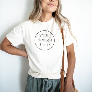 Ivory Comfort Colors 1717 T-Shirt Mockup| Comfort Colors T-shirt Mockup| Model Shirt Mockup| Shirt Mockup