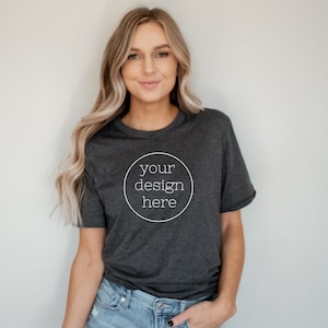 Bella Canvas Mockup| Bella Canvas Mockup Dark Heather Grey Mockup| Grey T-shirt Mockup