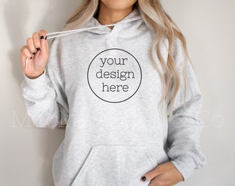 18500 Ash Hoodie Mockup| Gildan 18500 Mockup