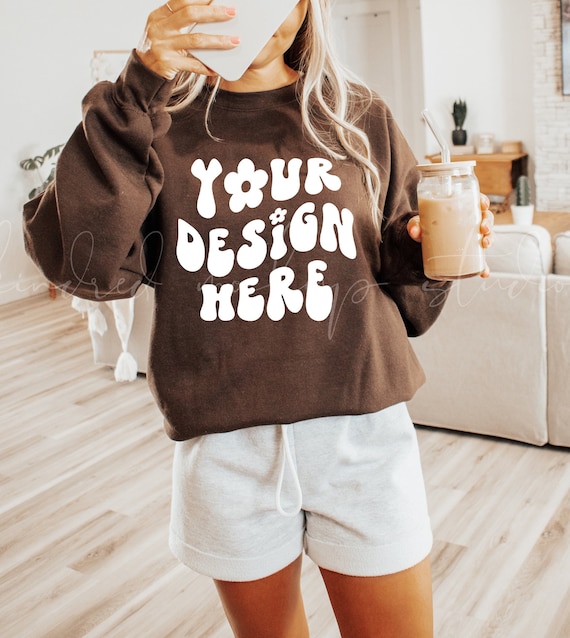 18000 Dark Chocolate Sweatshirt Mockup| Oversized Sweatshirt Mockup| Trendy Mockup