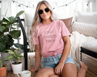 Mauve Bella Canvas 3001 Mockup| Mauve T-shirt Mockup| Summer Shirt Mockup| Cute Shirt Mockups| Mockup Shirt