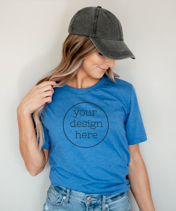 Bella Canvas 3001 Heather True Royal Mockup Blue T-Shirt | Etsy
