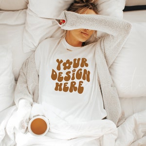 White Comfort Colors 1717 T-Shirt Mockup| Cozy Mockup| Comfort Colors T-shirt Mockup| POD Mockup| Print On Demand Mockup