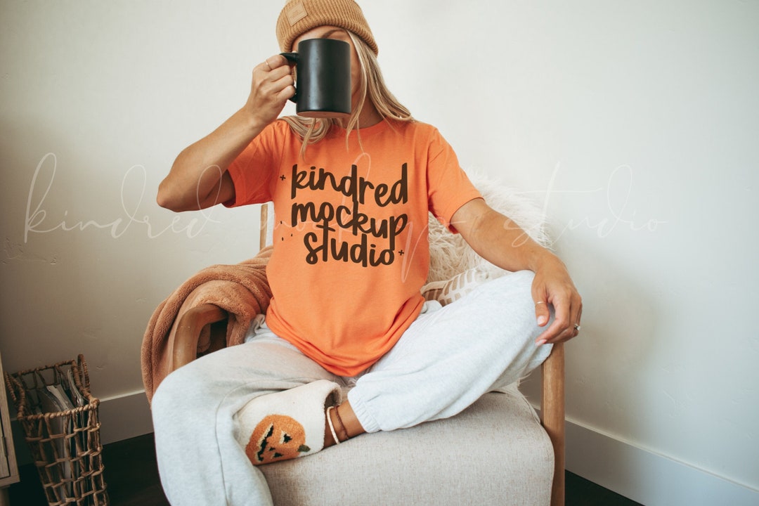 Heather Orange Bella Canvas 3001 Mockup| Halloween Mockup| Fall Mockup ...