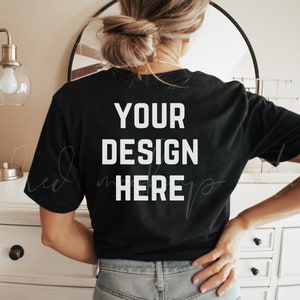 Bella Canvas Black 3001 Mockup| Back of Shirt Mockup| Black T-shirt Mockup| Cute Shirt Mockups| Shirt Mockup