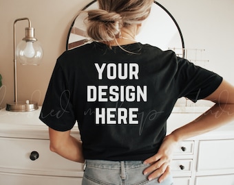 Bella Canvas Black 3001 Mockup| Back of Shirt Mockup| Black T-shirt Mockup| Cute Shirt Mockups| Shirt Mockup