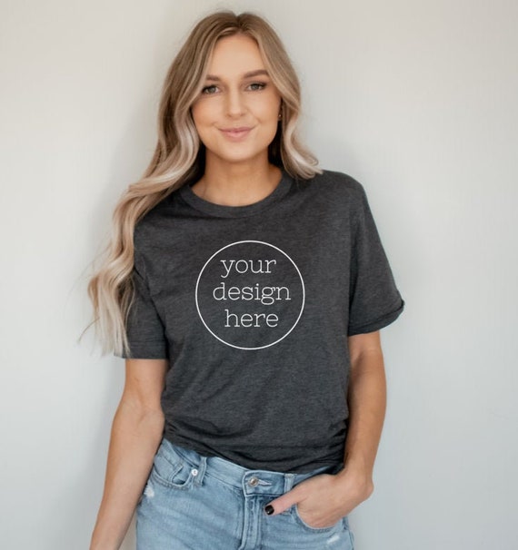 Download Bella Canvas 3001 Dark Heather Grey Mockup Grey T Shirt Etsy