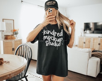 Black Comfort Colors 1717 T-Shirt Mockup Comfort Colors T-shirt Mockup Oversized Shirt Mockup Print On Demand Mockup