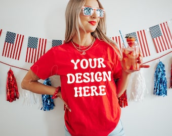 Comfort Colors 1717 Red 4th of July Mockup| Independence Day Mockup