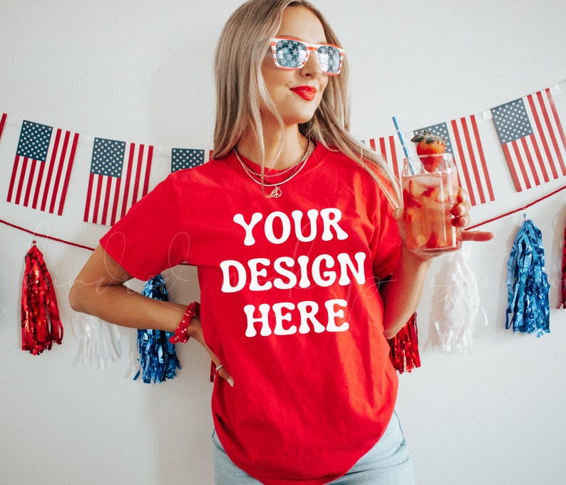 Comfort Colors 1717 Red 4th of July Mockup| Independence Day Mockup - Etsy