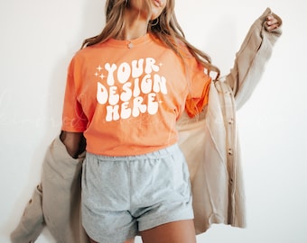 Gebrannte Orange Komfort Farben 1717 T-Shirt Mockup| Komfortfarben T-Shirt Mockup | POD Mockup | Print On Demand Mockup | Komfort Farben Mockup