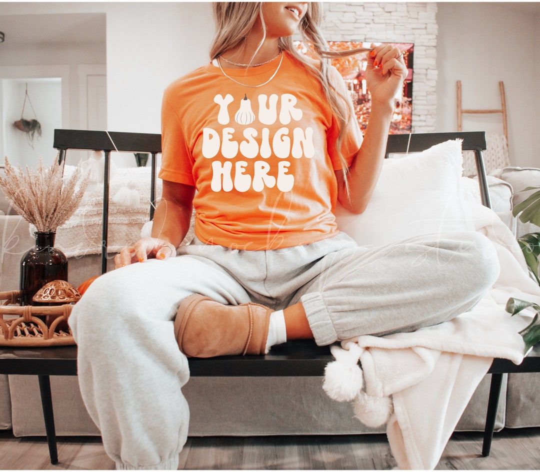 Heather Orange Bella Canvas 3001 Mockup Halloween Mockup Fall Mockup - Etsy