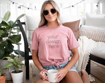 Mauve Bella Canvas 3001 Mockup| Mauve T-shirt Mockup| Summer Shirt Mockup| Cute Shirt Mockups| Mockup Shirt