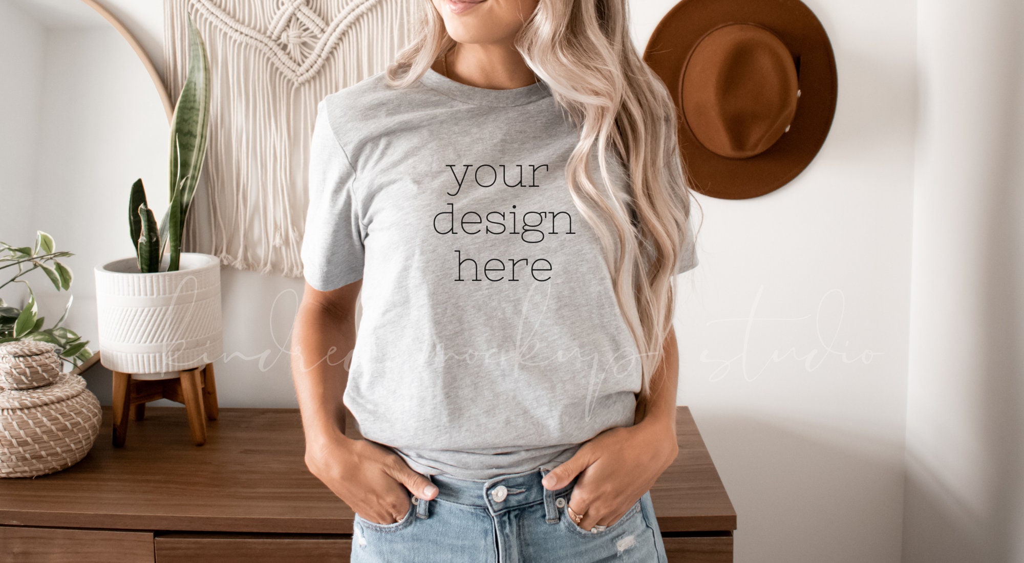 Bella Canvas 3001 Athletic Heather Mockup| Grey T-shirt Mockup| Boho ...
