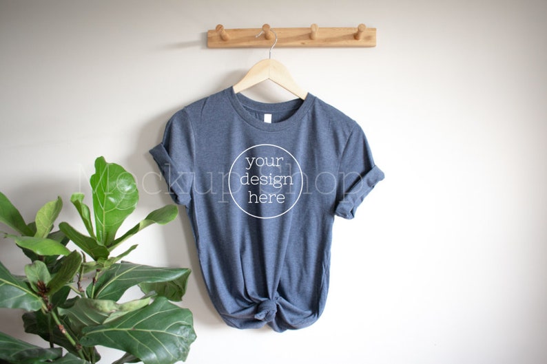 Download Bella and Canvas 3001 Mockup Heather Navy T-shirt Mockup ...