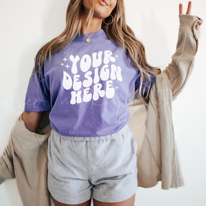 Violet Comfort Colors 1717 T-Shirt Mockup| Comfort Colors T-shirt Mockup| POD Mockup| Print On Demand Mockup | Comfort Colors Mockup