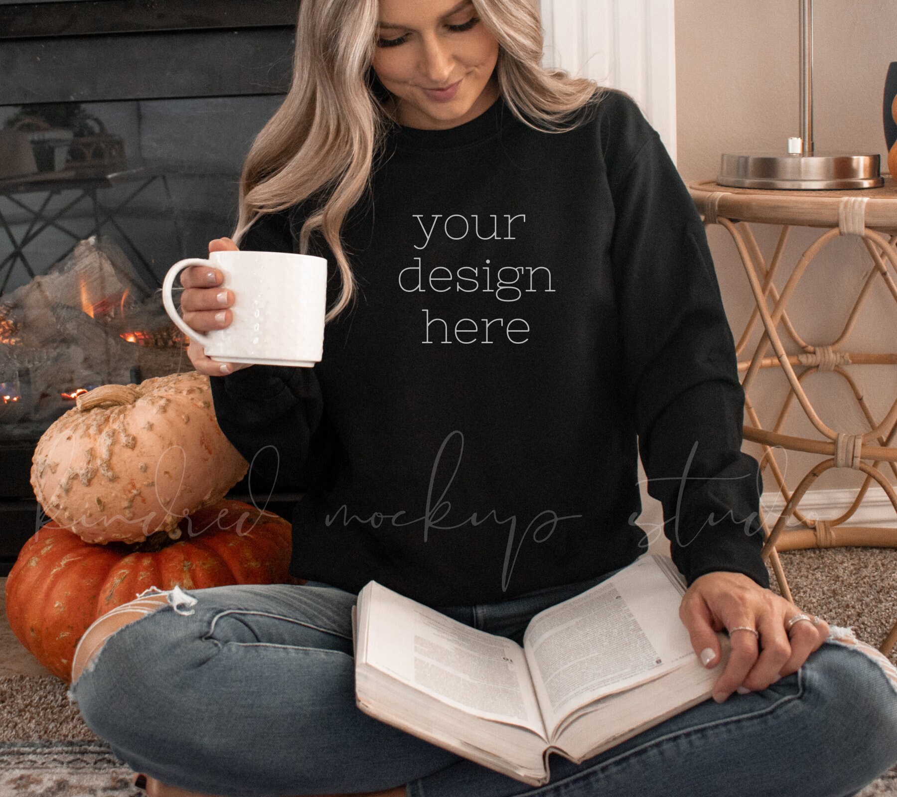 18000 Black Sweater Mockup| Halloween Mockup| Fall Mockup| Gildan 18000 Mockup| Sweater Mockup| Model Mockups|