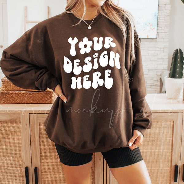 18000 Dark Chocolate Sweatshirt Mockup| Oversized Sweatshirt Mockup| Trendy Mockup