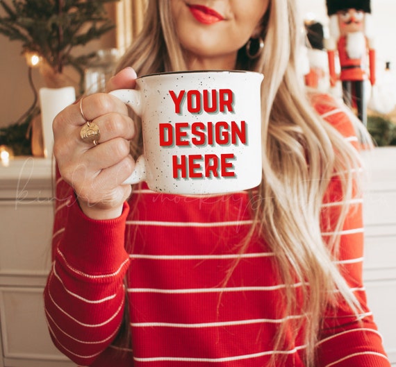 Campfire Mug Mockup| Christmas Mug Mockup| Speckled Campfire Mug Mockup