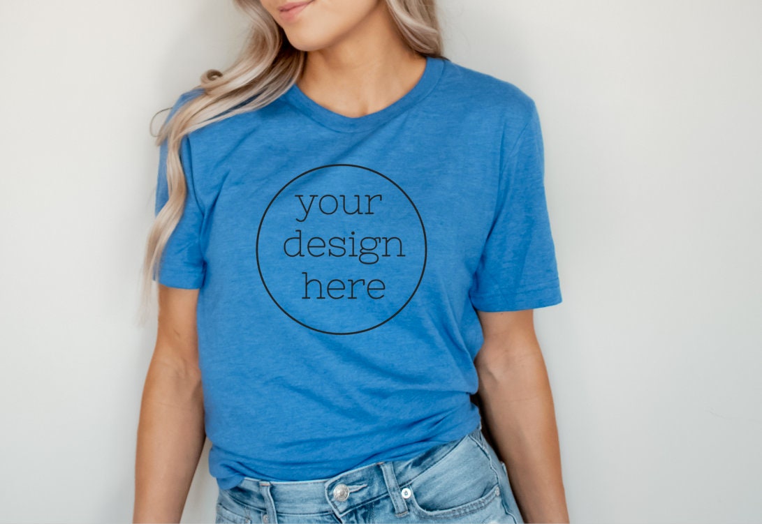 Download Bella Canvas 3001 Heather True Royal Mockup Blue T-Shirt | Etsy