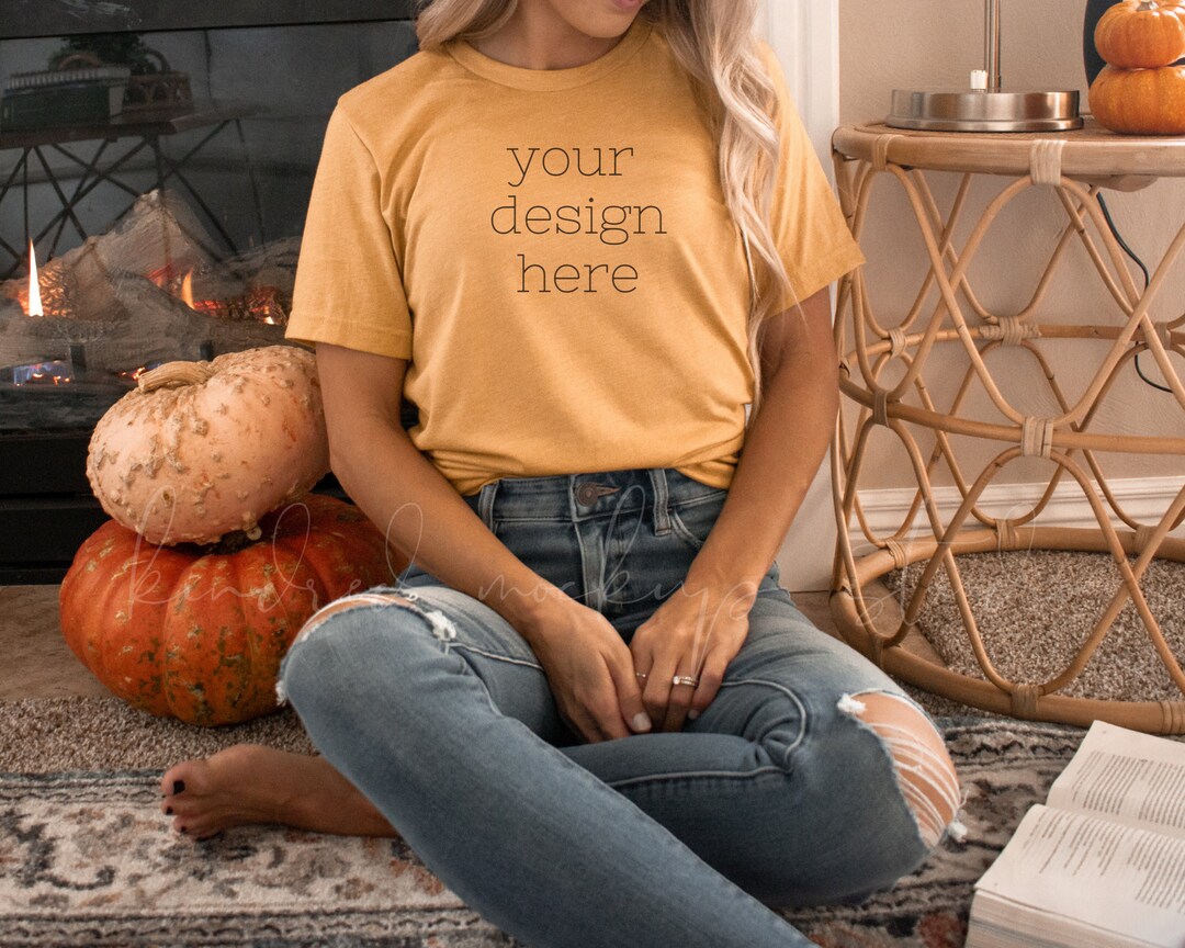 Bella Canvas 3001 Heather Mustard Mockup| T-shirt Mockup| Shirt Mockup ...